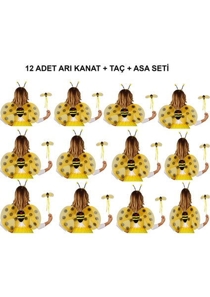 Okul Gösterileri Için Arı Seti 12 Adet - Taç, Kanat, Asa