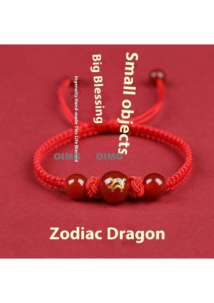 Yeni Kırmızı Akik Kutsama Bileziği Kırmızı Halat El Dokuması Iyi Şans Bileziği Bileklik (Yurt Dışından)