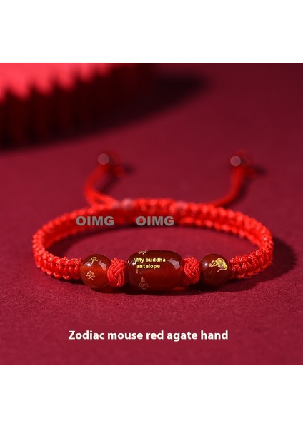 Yeni Kırmızı Akik Kutsama Bileziği Kırmızı Halat El Dokuması Iyi Şans Bileziği Bileklik (Yurt Dışından)