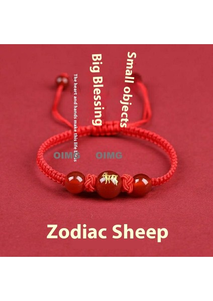 Yeni Kırmızı Akik Kutsama Bileziği Kırmızı Halat El Dokuması Iyi Şans Bileziği Bileklik (Yurt Dışından)