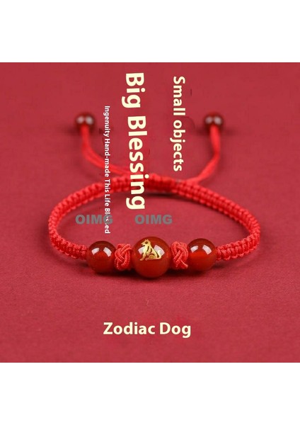 Yeni Kırmızı Akik Kutsama Bileziği Kırmızı Halat El Dokuması Iyi Şans Bileziği Bileklik (Yurt Dışından)