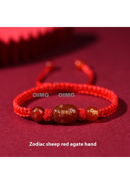 Yeni Kırmızı Akik Kutsama Bileziği Kırmızı Halat El Dokuması Iyi Şans Bileziği Bileklik (Yurt Dışından)