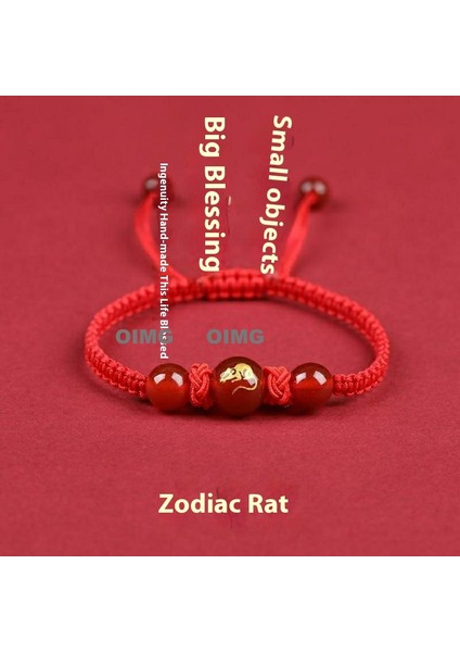 Yeni Kırmızı Akik Kutsama Bileziği Kırmızı Halat El Dokuması Iyi Şans Bileziği Bileklik (Yurt Dışından)