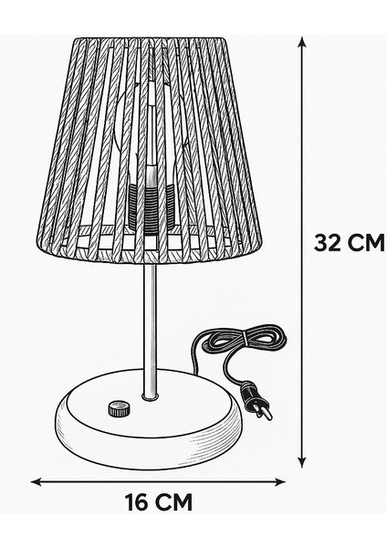 Lyris - Makrome Ipli Mini Abajur Ekru (2 Metre Fişli Kablosu Dahil)