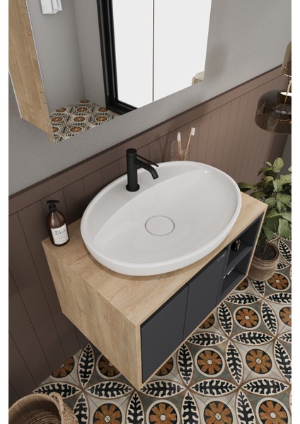 Lale 70 cm %100 Mdf Lavabolu Banyo Dolabı + Aynalı Dolap modelleri