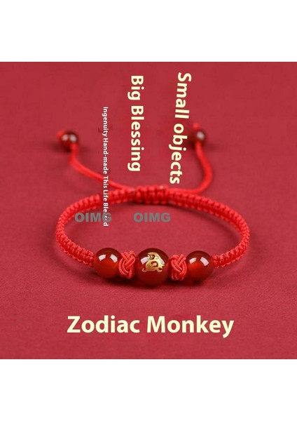 Yeni Kırmızı Akik Kutsama Bileziği Kırmızı Halat El Dokuması Iyi Şans Bileziği Bileklik (Yurt Dışından)