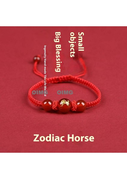 Yeni Kırmızı Akik Kutsama Bileziği Kırmızı Halat El Dokuması Iyi Şans Bileziği Bileklik (Yurt Dışından)