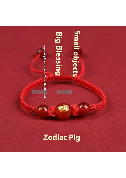 Yeni Kırmızı Akik Kutsama Bileziği Kırmızı Halat El Dokuması Iyi Şans Bileziği Bileklik (Yurt Dışından)