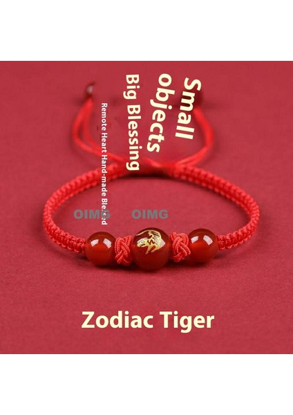 Yeni Kırmızı Akik Kutsama Bileziği Kırmızı Halat El Dokuması Iyi Şans Bileziği Bileklik (Yurt Dışından)