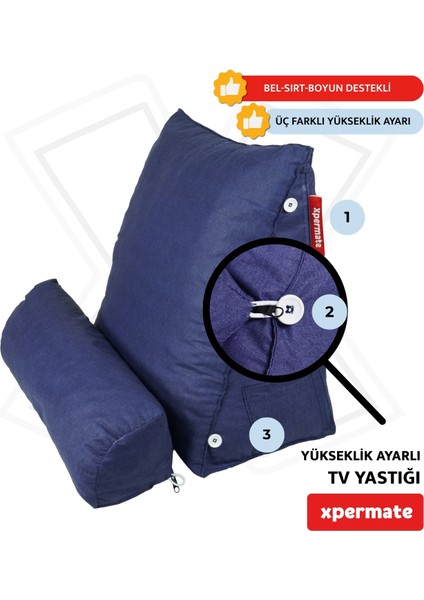Tv Yastığı Boyun Bel ve Sırt Destekli Yastık Ameliyat Sonrası Yastık Hasta Yastığı Lacivert modelleri