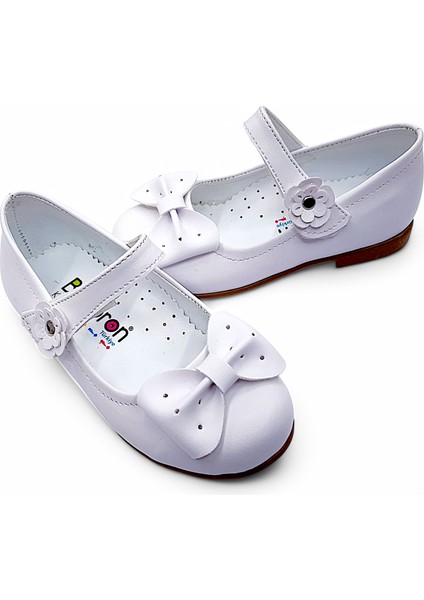 Ortopedik Kız Babet Bebek Balerin Ayakkabısı Soft Series Yf2502 Mat Beyaz 25