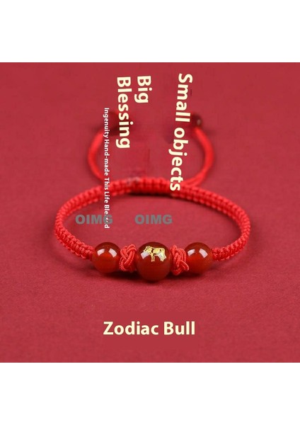 Yeni Kırmızı Akik Kutsama Bileziği Kırmızı Halat El Dokuması Iyi Şans Bileziği Bileklik (Yurt Dışından)