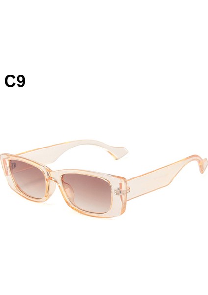 C9 Stili Retro Küçük Dikdörtgen Güneş Kadınlar Popüler Moda Şeker Renk Gözlük Erkekler Kare Güneş Gözlükleri Shades UV400 Koruma (Yurt Dışından)