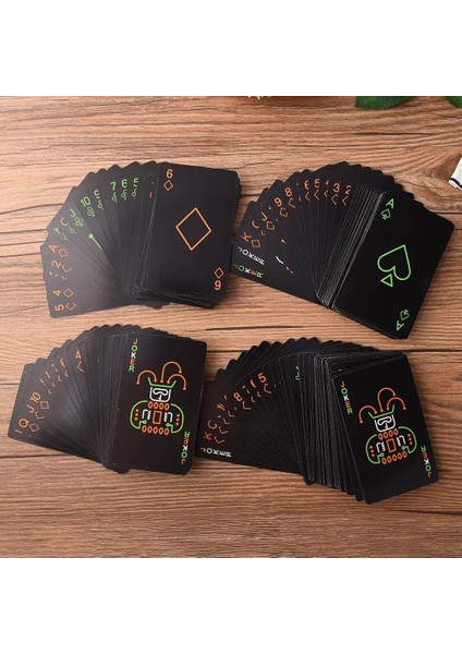 2 Adet Boş Kart Kutusu Stili Et Yüksek Li Siyah Işıklı Oyun Kartları Karanlıkta Glow Bar Ktv Noctilucent Floresan Poker Kartları Gece Koleksiyonu (Yurt Dışından)