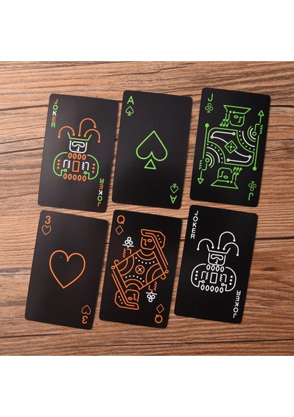 2 Adet Boş Kart Kutusu Stili Et Yüksek Li Siyah Işıklı Oyun Kartları Karanlıkta Glow Bar Ktv Noctilucent Floresan Poker Kartları Gece Koleksiyonu (Yurt Dışından)