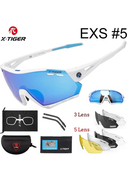 Renkler 05 Stili 3 Mercek X-Tıger Yeni Bisiklet Gözlükleri Mtb Bisiklet Koruma Gözlükleri Koşu Balıkçılık Sporları Erkek Kadın 5 Lens Polarize Bisiklet Güneş Gözlüğü (Yurt Dışından)