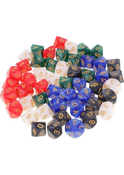 D&d Rol Yapma Oyunları Için Zar Çantalı 50 Parça D10 Zar Taraflı Kalıp Seti (Yurt Dışından)