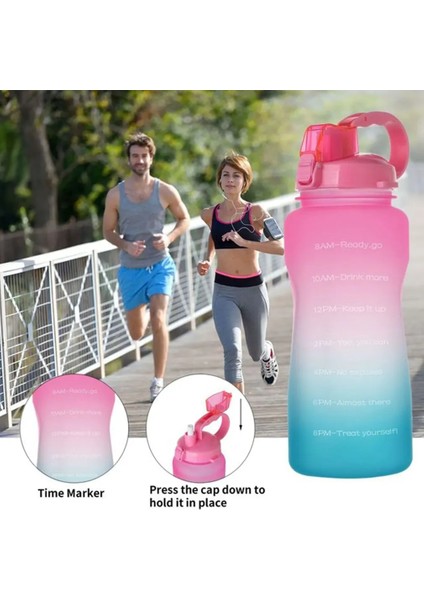 2l Mavi-Turuncu Tarzı L Galon Su Şişesi Büyük Kapasiteli Tritan Bpa Zaman Işaretleyici Fitness Sürahileri ile Açık Motivasyon (Yurt Dışından) fiyatları