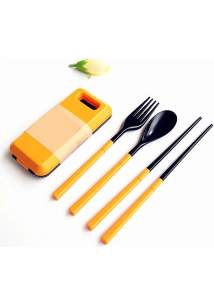 Turuncu Tarzı Çok Işlevli Katlanır Yemek Takımı Taşınabilir Dayanıklı Açık Kamp Yürüyüş Seyahat Ekipmanları Çatal Çubuk Sofra Seti (Yurt Dışından)