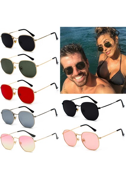 Siyah-Siyah Gri Stil 2021 Vintage Tasarım Kare Yuvarlak Güneş Gözlükleri Kadın Erkek Lüks Ayna Klasik Metal Çerçeve UV400 Moda Bisiklet Sürüş (Yurt Dışından) indirimleri