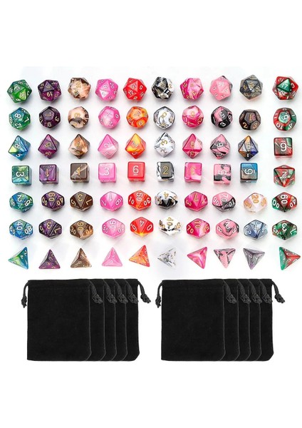 F Kırmızı Sarı Stil 7 Adet Zar Seti Çokyüzlü Karışık Renkli Zar Rpg Rol Oynayan Oyun Masa Oyunu Zar Seti + Saklama Çantası (Yurt Dışından) fiyatları