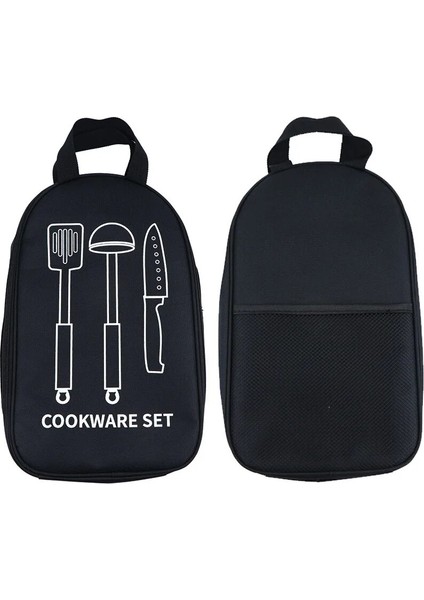 Siyah Çanta Stili Pişirme Aletleri Seti Çatal Bıçak Gereç Veya Kaşık Tencere Seti Outdoor Amping Pişirme Gereçleri Sofra Takımı (Yurt Dışından)