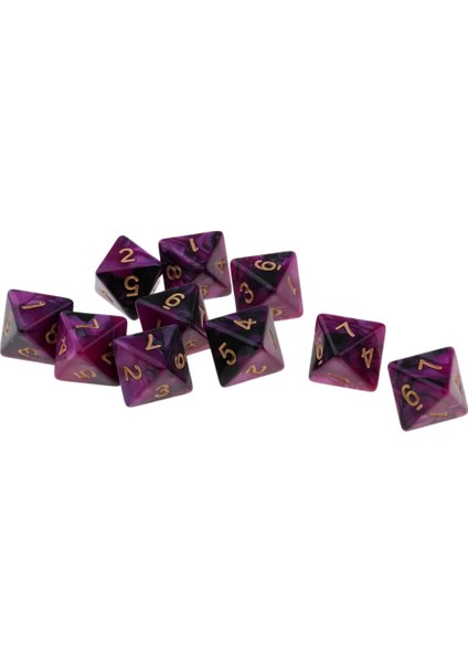 Mor Siyah Stil 10 Parça Çokyüzlü Zar Seti Trpg D& Dragons Oyunu Için Çok Taraflı Zar D8 8 Taraflı Zar Seti (Yurt Dışından)