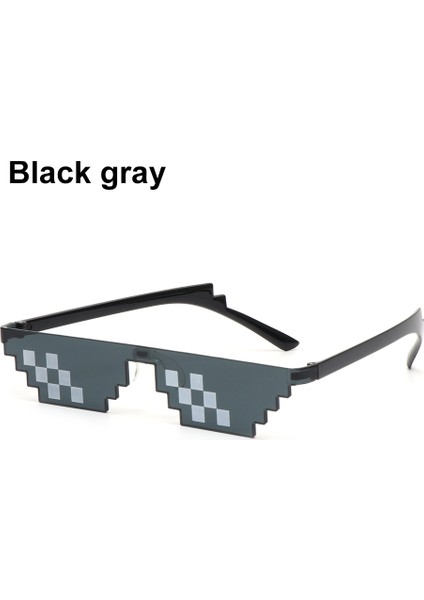 Siyah Gri Tarzı Çok Thug Life Mozaik Gözlük Güneş Gözlüğü Erkek Kadın 8 Bit Kodlama Piksel Trendy Cool Süper Parti Komik Vintage Shades Gözlük Thug Life (Yurt Dışından)