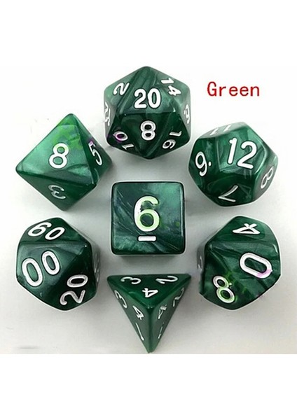 Yeşil Stil 7 Adet Set 6 Renk Çok Yönlü Zar D&d D4 D6 D8 D10 D% D12 D20 Çokyüzlü Zar Seti Masa Oyunu Eğlence (Yurt Dışından)