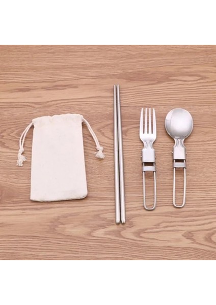 C Stili Açık Katlanabilir Kamp Kaşığı Çatal Çubuklarını Sofra Takımı Çatal Bıçak Takımı Paslanmaz Çelik Gereçler Kaşık Seti Campig Equipamiento (Yurt Dışından)