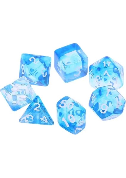 Mavi Stil 7 Adet Şeffaf Taraflı Zar D4 D6 D8 D10 D12 D20 Dungeons & Dragon D&d Rpg Poly Table Board Game Set (Yurt Dışından)