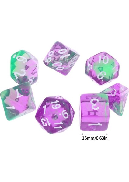 Mavi Stil 7 Adet Şeffaf Taraflı Zar D4 D6 D8 D10 D12 D20 Dungeons & Dragon D&d Rpg Poly Table Board Game Set (Yurt Dışından) indirimleri