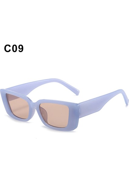 C09 Stili Küçük Çerçeve Güneş Gözlüğü Kadın Moda Oval Güneş Gözlükleri Erkekler Vintage Yeşil Kırmızı Gözlük Bayanlar Seyahat Tarzı Shades UV400 Gözlük (Yurt Dışından)