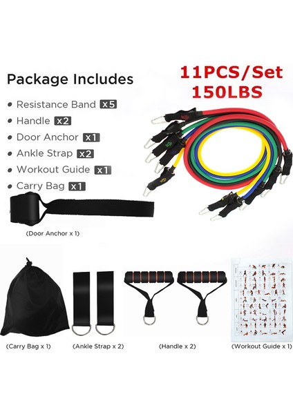 Sarı Stil Direnç Bantları Çekme Halatı Spor Seti Egzersiz Fitness Bantları Lastik Tüpler Bant Streç Eğitimi Ev Spor Salonları Egzersiz Elastik (Yurt Dışından) indirimleri