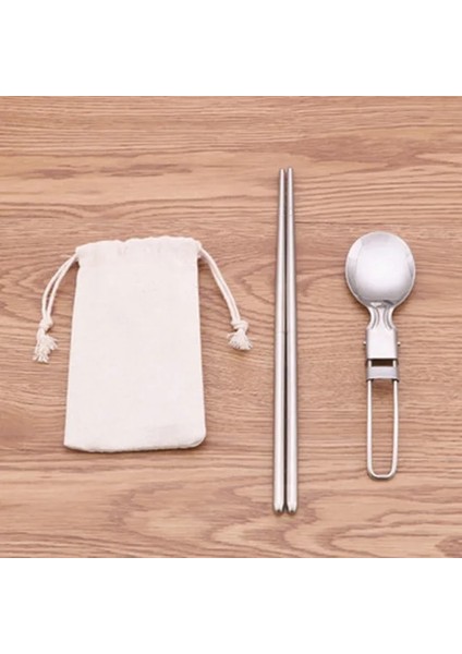 B Tarzı Katlanabilir Kamp Kaşığı Çatal Çubuklarını Sofra Takımı Açık Mutfak Gereçleri Seti Paslanmaz Çelik Gereçler Kaşık Seti Campig Equipamiento (Yurt Dışından)