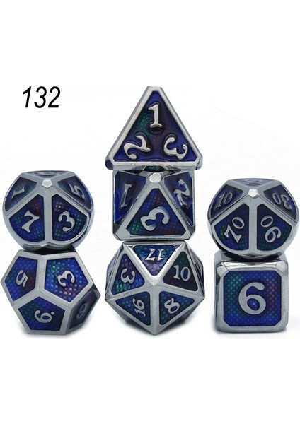 NO.132 Stili Dados Rpg Zar Masası Oyunları Satış Promosyonu Çokyüzlü Metal Zarlar Çinko Alaşımlı Sayısal Dnd Zar 7 Set D4 D6 D8 D10 D12 D20 (Yurt Dışından)