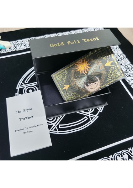 Güneş ve Ay Tarzı Kahverengi Tarot Kartı Hediye Kutusu Lüks Set Altın Folyo Sıcak Damgalama Pvc Su Geçirmez Aşınmaya Dayanıklı Masa Oyunu Solitaire Kehanet (Yurt Dışından)