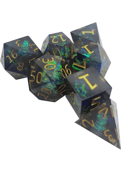 No.1 Tarzı 7 Takım Çokyüzlü Reçine Zar Dnd Rpg Masa Oyunu Eğlence Zar (Yurt Dışından)