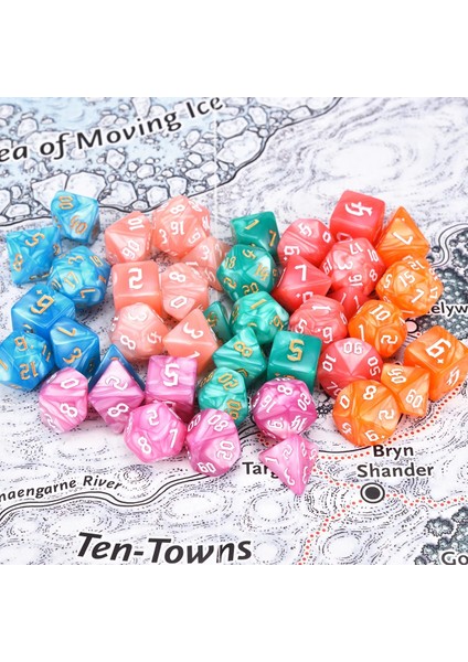 Mor Tarzı 6x7-Die Pearl Swirl Çokyüzlü Zar Seti D4 D6 D8 D10 D% D12 D20 Dnd Mtg Trpg Için Ipli Çantalı (Yurt Dışından)