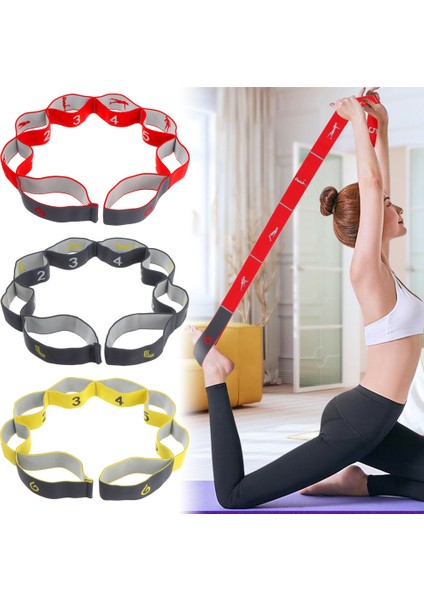Siyah Stil 100*3.5 cm Unisex Yoga Elastik Kemer Streç Bant Dans Ev Egzersiz Polyester Pamuk 8 Segmentli Çekme Kayışı Kemer Fitness Aracı (Yurt Dışından)