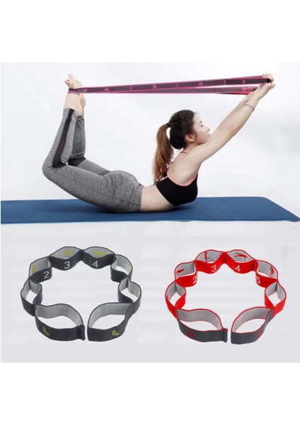 Siyah Stil 100*3.5 cm Unisex Yoga Elastik Kemer Streç Bant Dans Ev Egzersiz Polyester Pamuk 8 Segmentli Çekme Kayışı Kemer Fitness Aracı (Yurt Dışından)