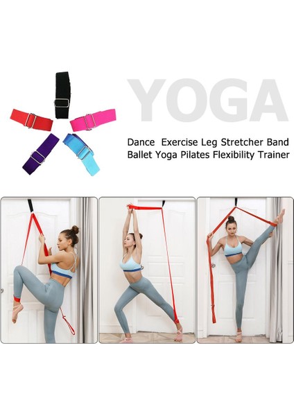Siyah Stil Kapı Ayarlanabilir Spor Yoga Bale Bandı Dans Jimnastik Egzersiz Halatı Yumuşak Gerginlik Germe Kayışı Bacak Sedye Kemer Depolama B (Yurt Dışından)