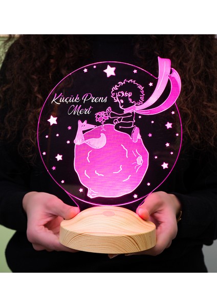 Sevgi Lambasi 3 Boyutlu Kişiye Özel Küçük Prens Le Petit Prince Çocuk Hediyesi Led Lamba fırsatları