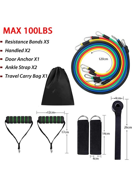 11 Adet Çekme Halatı B Tarzı Et Lateks Direnç Bantları Seti Egzersiz Yoga Tüpü Çekme Halatı Fitness Spor Kauçuk Elastik Bantlar Kas Gücü Eğitimi (Yurt Dışından)