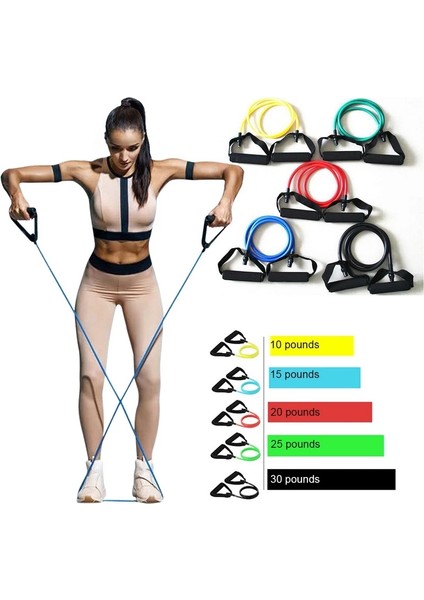 Yeşil Stil Kolları ile 8 Kelime Yoga Çekme Halatı 5 Seviye Direnç Fitness Elastik Bant Fitness Ekipmanları Genişletici Egzersiz Spor Salonu Egzersizi (Yurt Dışından) modelleri