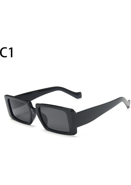 C1 Stili 2021 Yeni Moda Geniş Çerçeve Küçük Dikdörtgen Güneş Gözlüğü Kadın Shades Vintage Gözlük UV400 Şeker Renk Bisiklet Güneş Gözlükleri (Yurt Dışından)