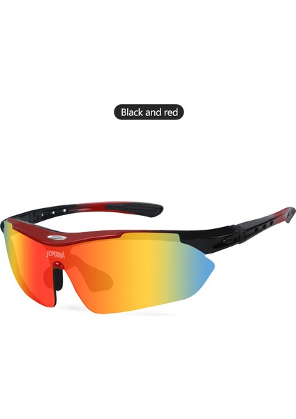 Siyah Kırmızı Stil 5 Lens Bisiklet Gözlükleri Gece Görüş Gözlükleri Lens Değiştirme Gözlükleri Balık Tutma Yürüyüş Dağ Bisikleti Bisiklet Binme Spor Gözlüğü Seti (Yurt Dışından)