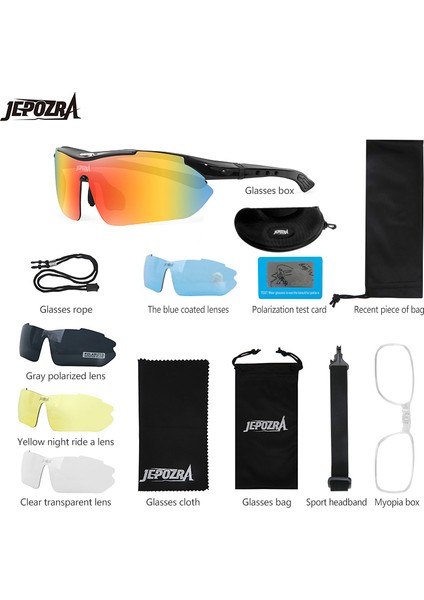 Siyah Kırmızı Stil 5 Lens Bisiklet Gözlükleri Gece Görüş Gözlükleri Lens Değiştirme Gözlükleri Balık Tutma Yürüyüş Dağ Bisikleti Bisiklet Binme Spor Gözlüğü Seti (Yurt Dışından) fırsatları