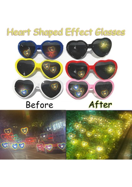 Siyah Stil Işıklar Değişim Kalp Şeklinde Kırınım Güneş Gözlüğü Özel Efekt Aşk Görüntüsü Oldu Kadın Modası Yaratıcı Sevgililer Günü Hediyeleri (Yurt Dışından) fiyatları