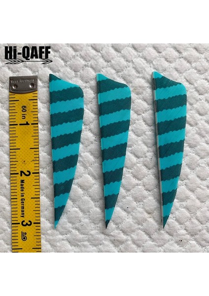 Göl Mavisi Tarzı Hi-Q 3 Inç Doğal Hindi Tüyleri Kalkan Kesim Okçuluk Fletches 3'' Tüy Ok Fletching-Çizgili (Yurt Dışından)
